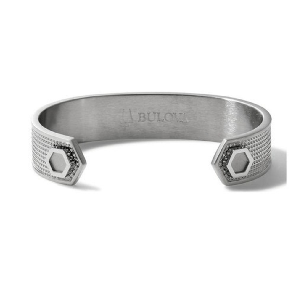 Bulova Precisionist Open Cuff Bracelet, Knurled Texture Design, Silver, NWT - Picture 3 of 16